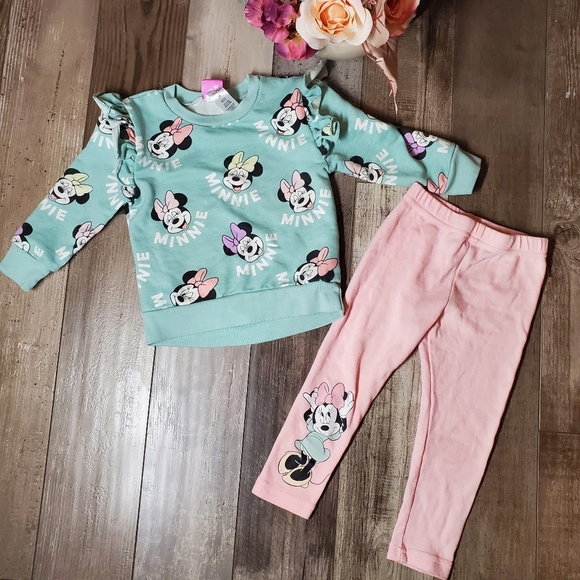 Disney Junior Minnie Mouse 2pc Matching Girls Outfit Size 3T Toddler EUC - Picture 1 of 16